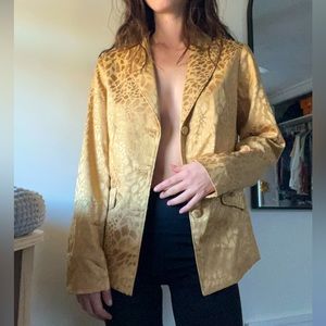 Vintage Gold Animal Print Cheetah Jockey Blazer